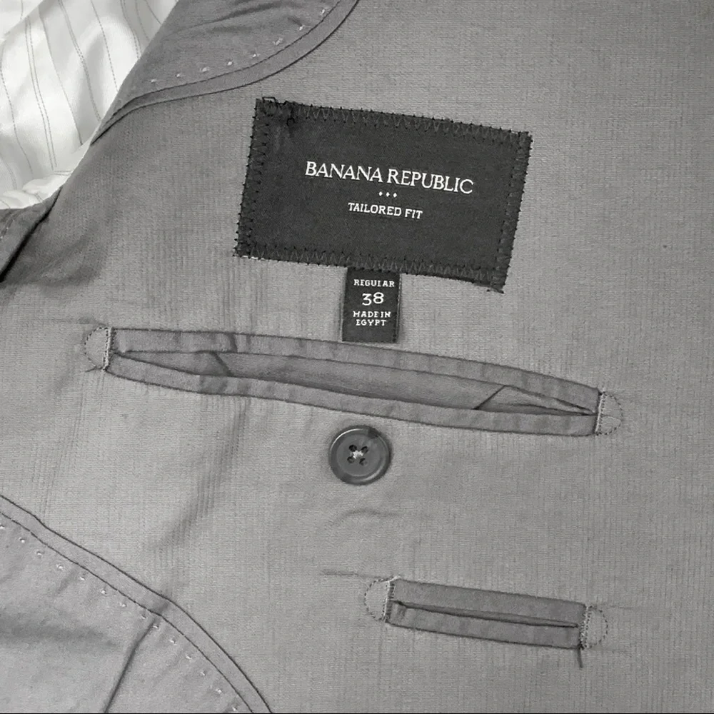 Banana Republic cotton gray blazer suit jacket old money summer academia preppy
